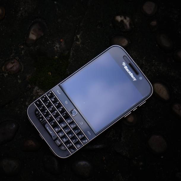 Blackberry phone on a black background