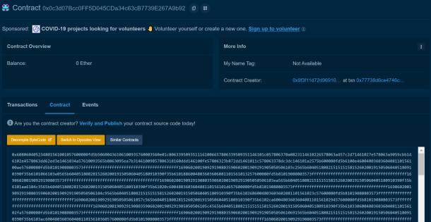 Smart Contract auf Etherscan